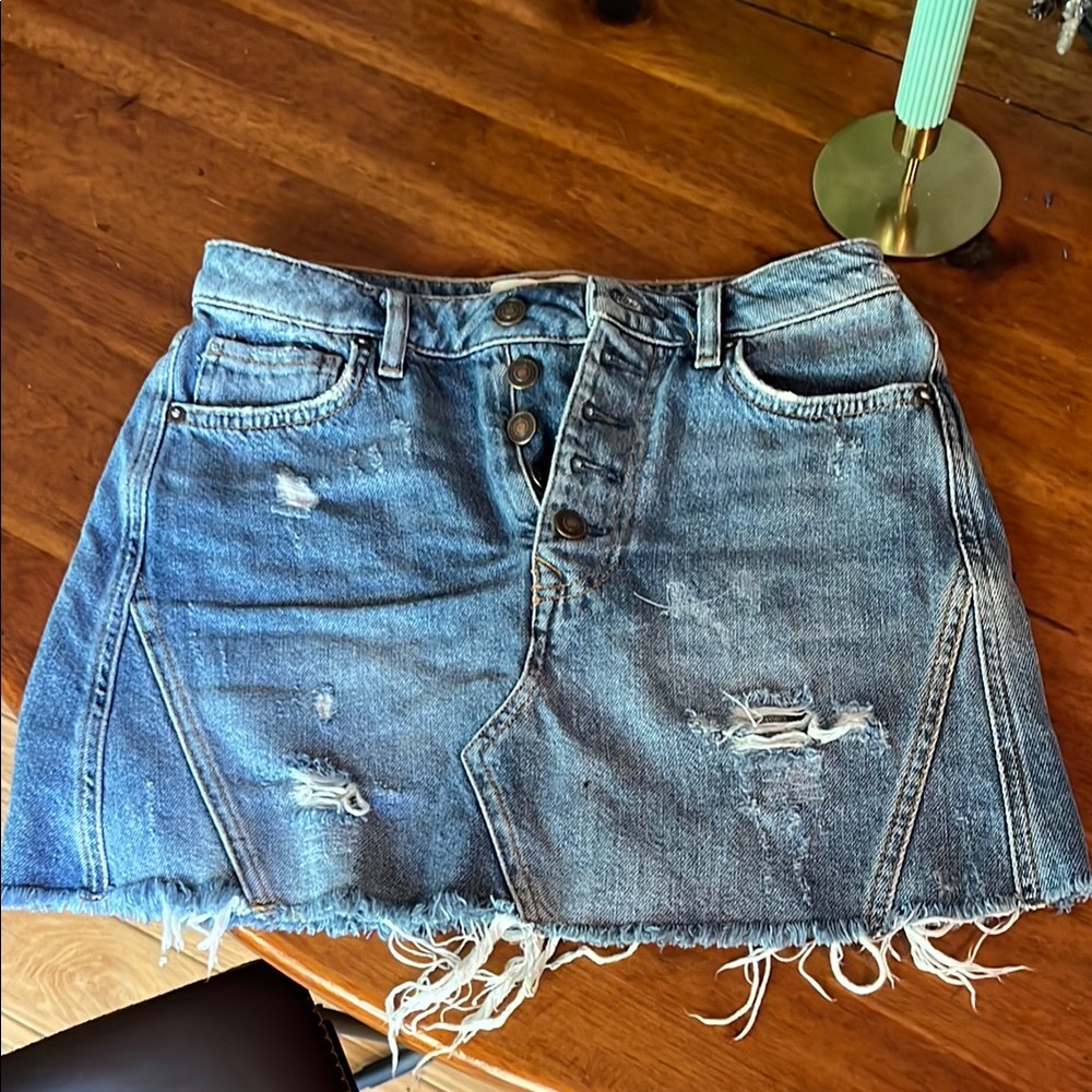 Free People Blue Mini Skirt Casual Chic
